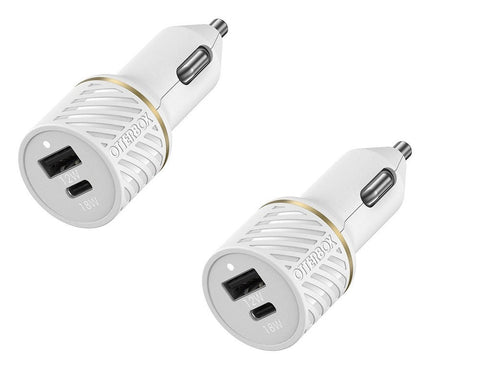 OtterBox USB-A 12W to USB-C 18W Two-pack Car charger - Cloud Dust (New) OtterBox USB-A 12W to USB-C 18W Two-pack Car charger - Cloud Dust (New)
