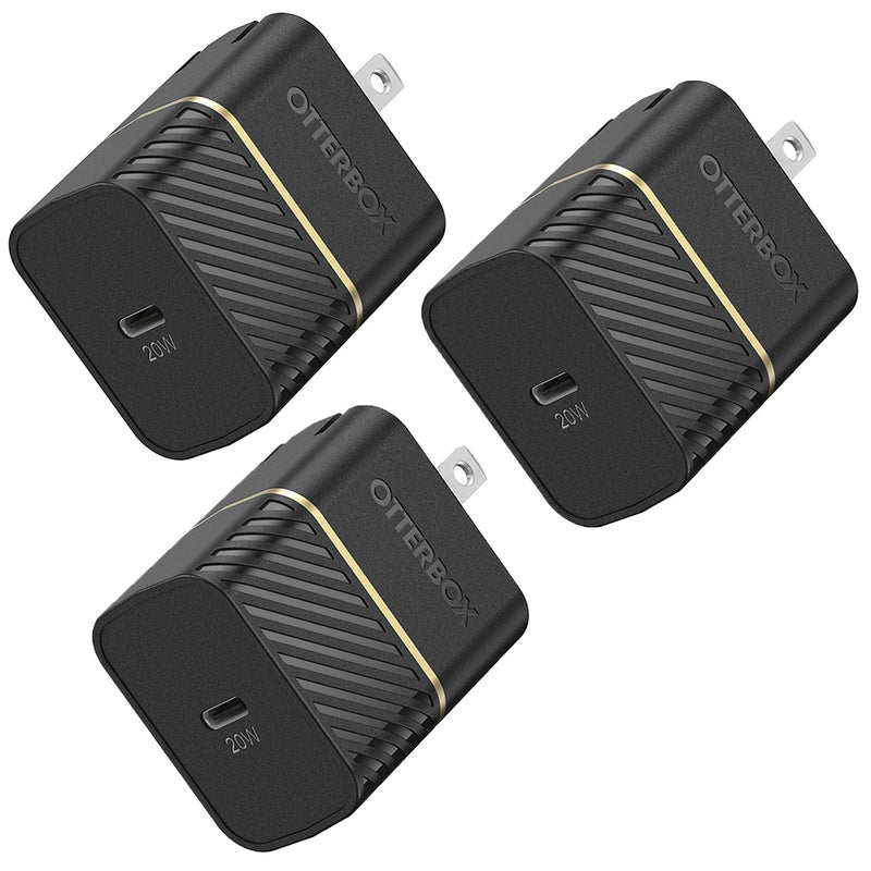 OtterBox USB-C Fast Charge Wall Charger 20W (3-Pack) - Black Shimmer (New)