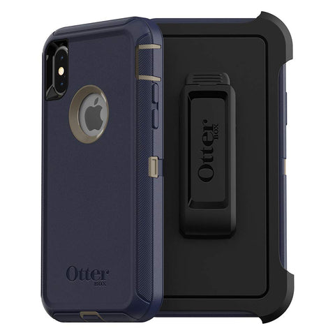 OtterBox DEFENDER SERIES Case & Holster for iPhone X / XS (ONLY) - Dark Lake Blue (Certified Refurbished)