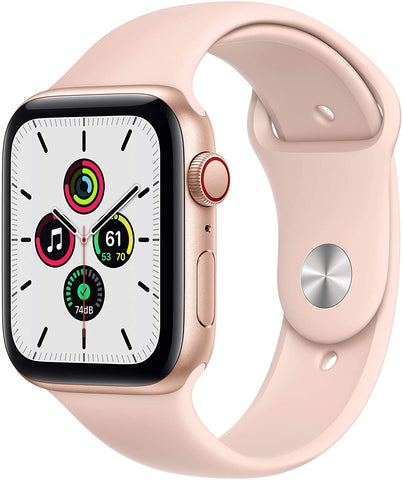 Apple Watch Series SE 1st Gen (2020) 44mm GPS + Cellular - Gold Aluminum Case & Pink Sand Sport Band (Refurbished)