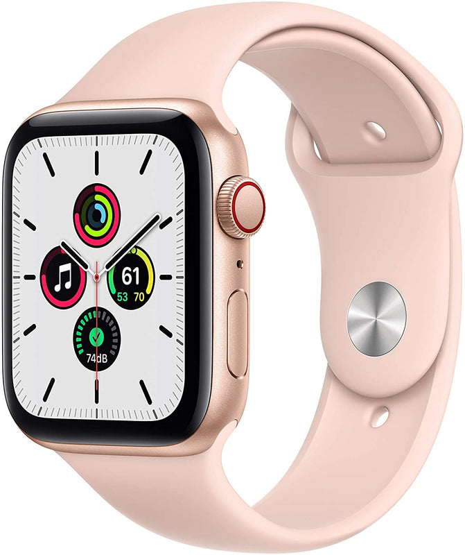 Apple Watch Series SE 1st Gen (2020) 44mm GPS + Cellular - Gold Aluminum Case & Pink Sand Sport Band (Refurbished)