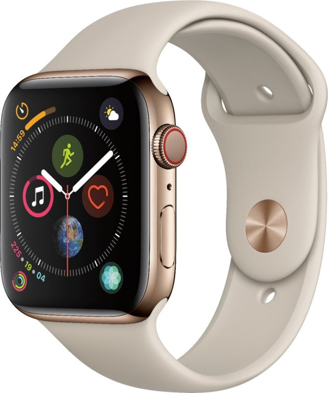 Apple Watch Series 4 (2018) 44mm GPS + Cellular - Gold Stainless Steel Case & Stone Sport Band (Refurbished)