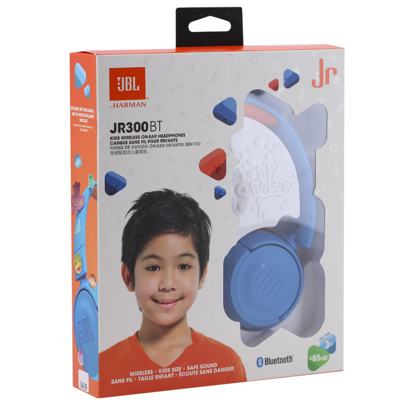 JBL JR 300BT On-Ear Wireless Bluetooth Headphones - Blue/Orange (New)