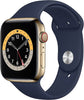 Apple Watch Series 6 (2020) 44mm GPS + Cellular - Gold Stainless Steel Case & Deep Navy Sport Band (New)