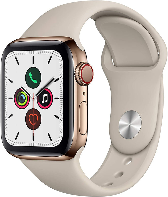 Apple Watch Series 5 (2019) 40mm GPS + Cellular - Gold Stainless Steel Case & Stone Sport Band (Pre-Owned)