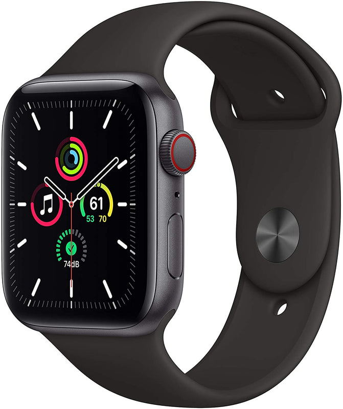 Apple Watch Series SE GPS+LTE w/ 44MM Space Gray Aluminum Case, Black Sport Band (Pre-Owned)