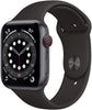 Apple Watch Series 6 GPS + LTE, 44MM Space Gray Aluminum Case & Black Sport Band (Pre-Owned)