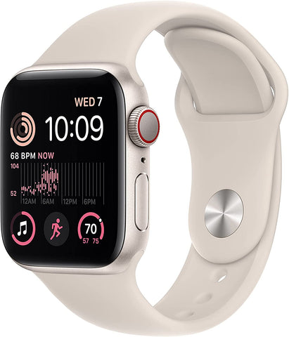 Apple Watch Series SE 2nd Gen (2022) 40mm GPS + Cellular - Starlight Aluminum Case & Starlight Sport Band (Refurbished)